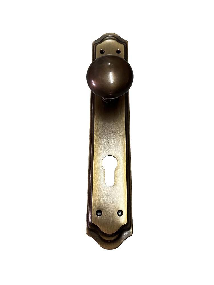 DOOR KNOB ON PLATE art.: 888/KG SATIN LEATHER (BRASS MAT)